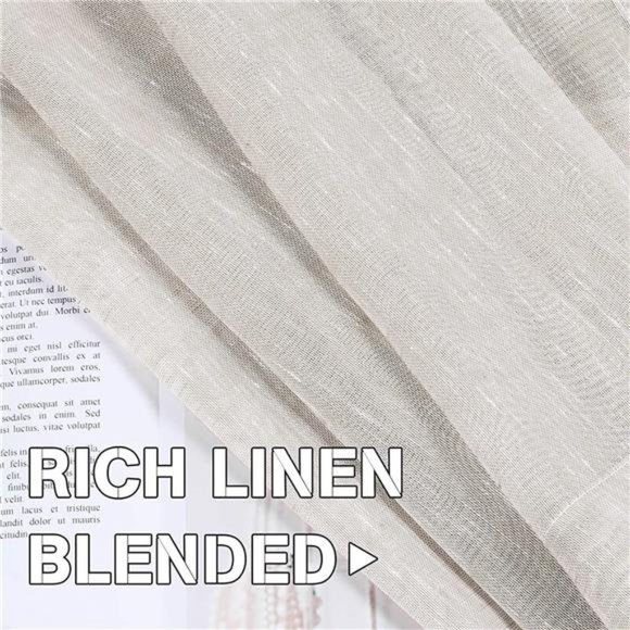 Linen Curtains Natural Blended Curtain Panels for Living Room/Light Reducing - Picture 5 of 6
